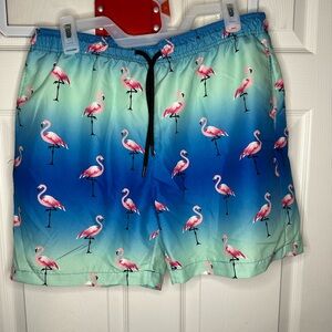 Flamingo swim trunks